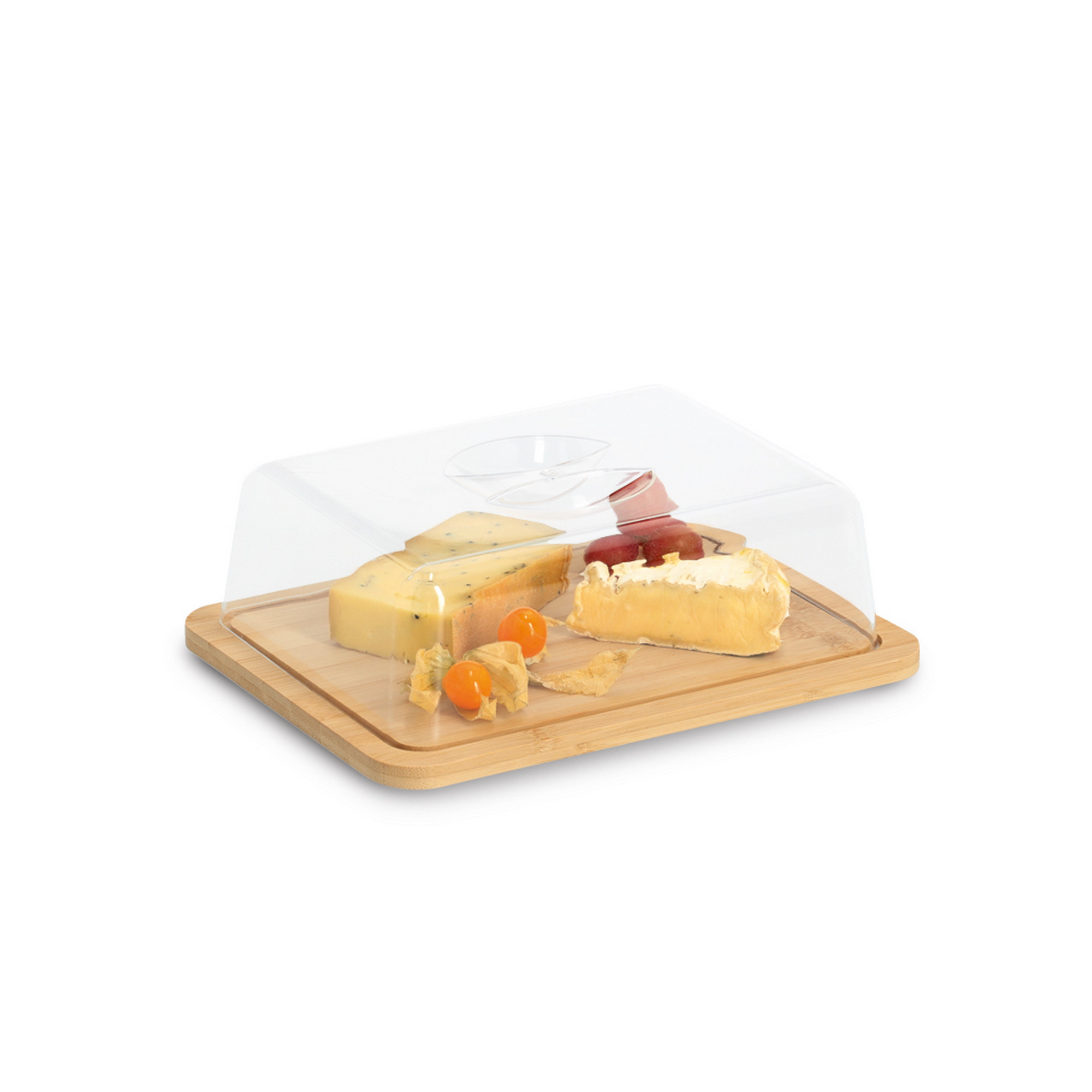 Käseglocke mit Haube Bambus/Kunststoff 24 x 7,5 x 18,5 cm