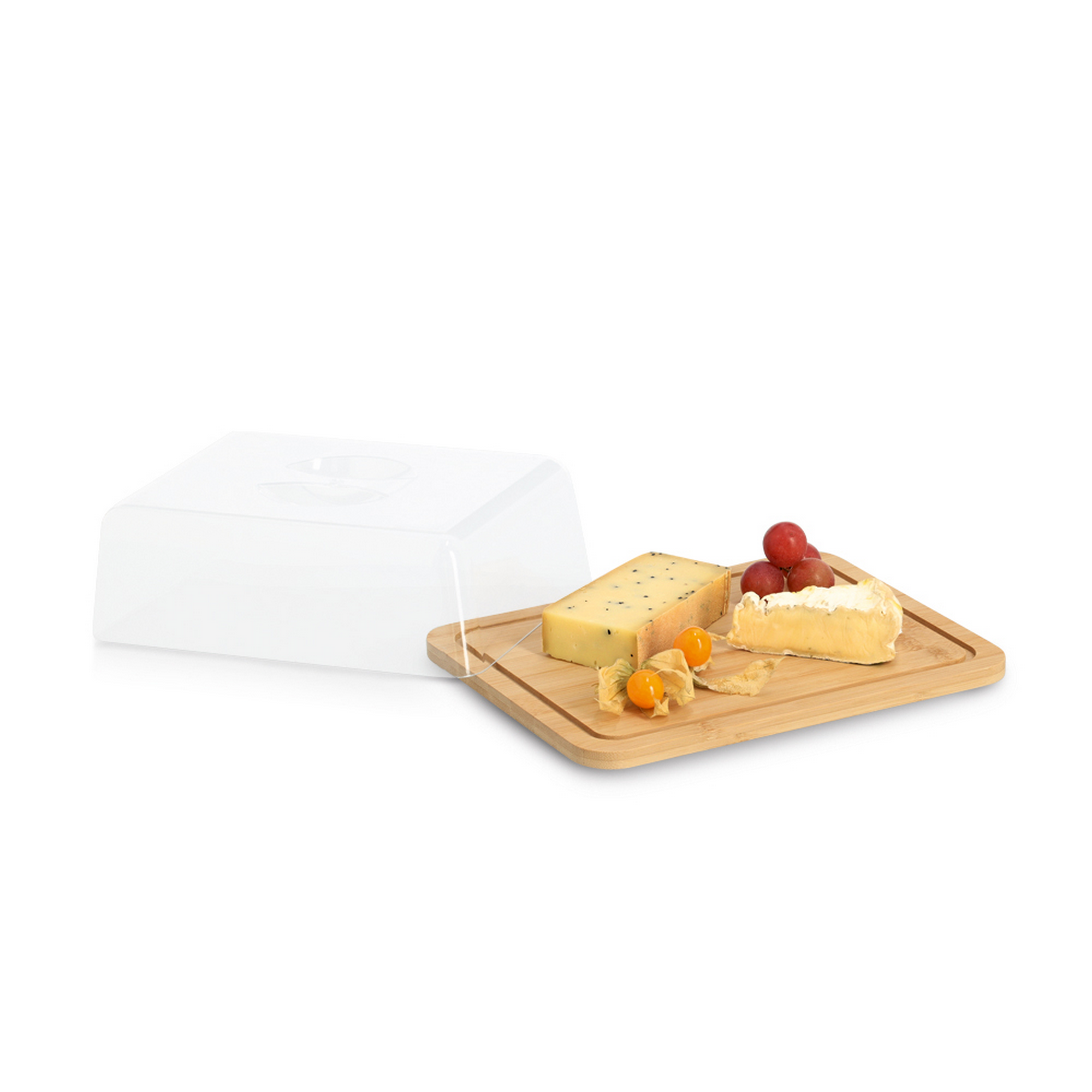 Käseglocke mit Haube Bambus/Kunststoff 24 x 7,5 x 18,5 cm