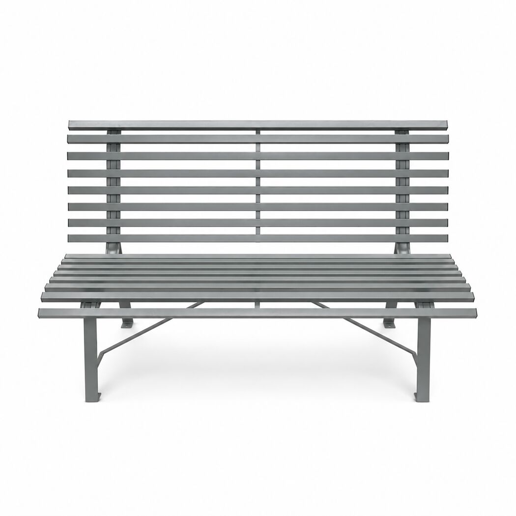 Graue Gartenbank 'Palermo' aus pulverbeschichtetem Stahl.