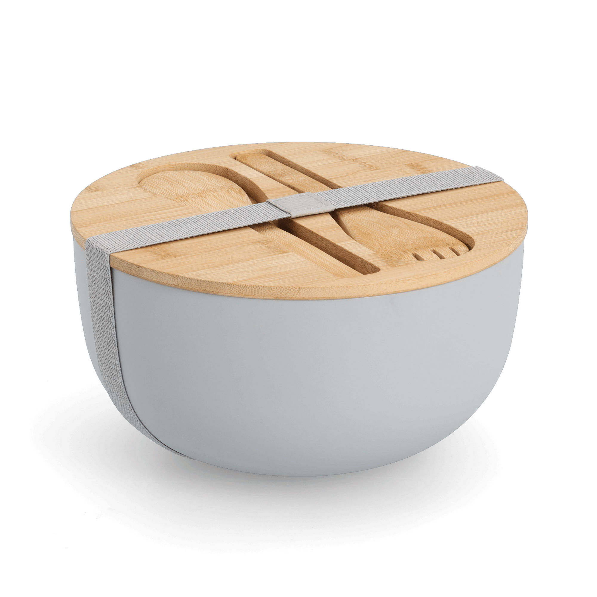 Salatschüssel-Set Bambus/Kunststoff grau 4-teilig 23,5 x 12,5 x 23,5 cm