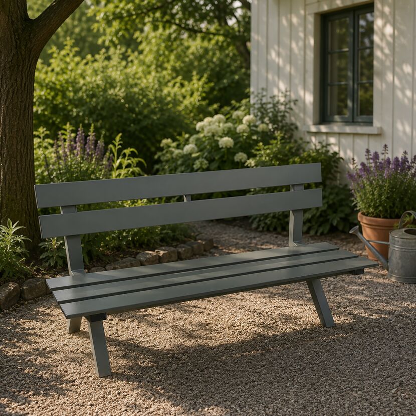 Gartenbank 'Genua' grau 116 x 80 x 54 cm Stahl pulverbeschichtet