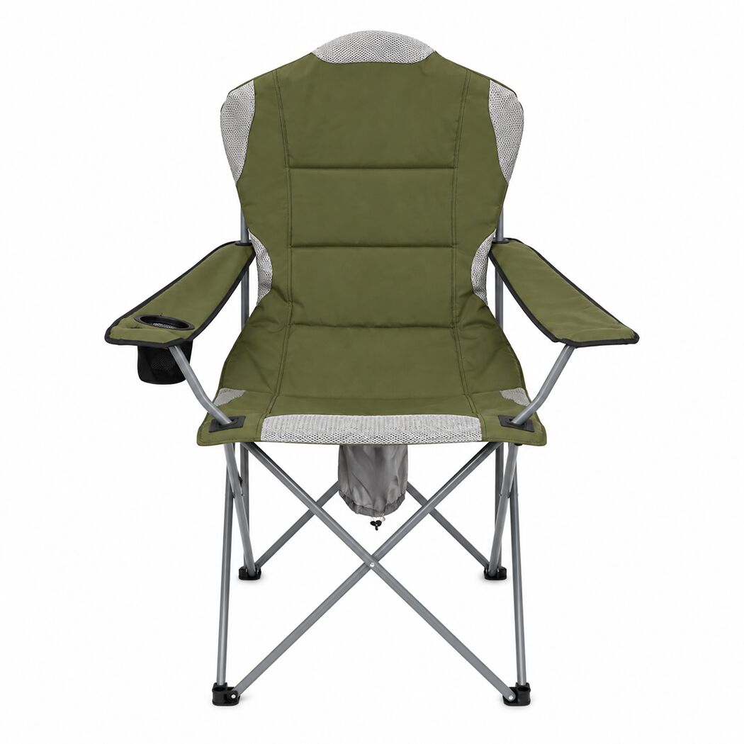Grüner Campingstuhl 'Premium' mit Getränkehalter.