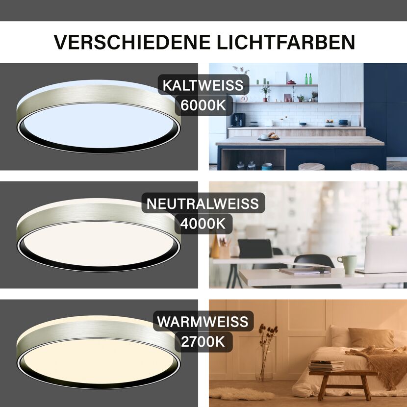 LED-Deckenleuchte 'Shining Pluto' dimmbar 24 W 2900 lm warmweiß bis tageslichtweiß Ø 38 x 7 cm