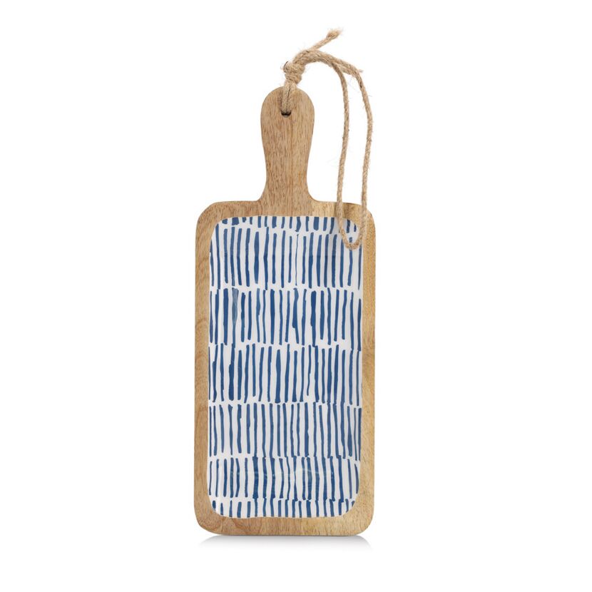 Servierbrett Mangoholz blau 38 x 2,5 x 15,2 cm