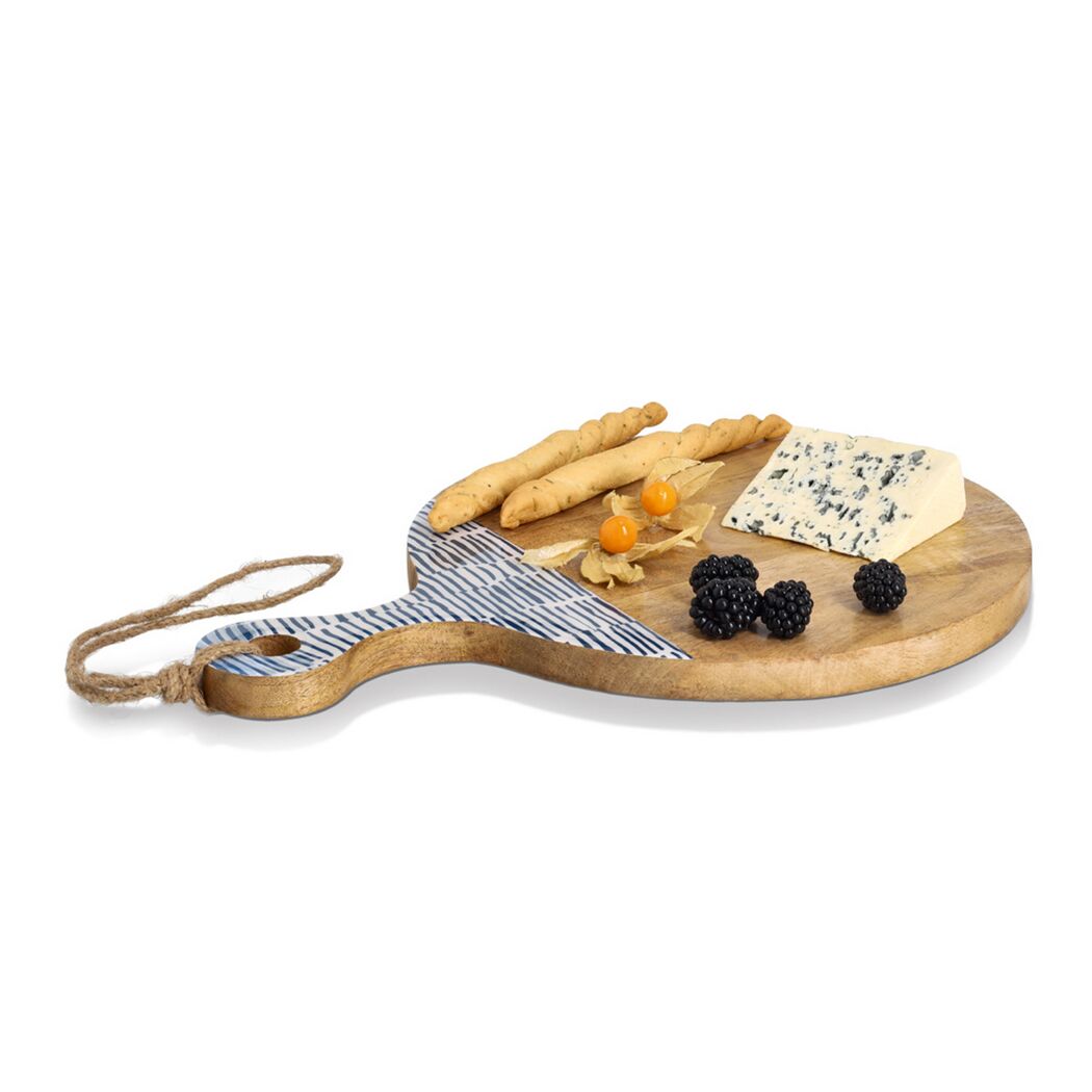 Schneide-/Servierbrett mit Griff Mangoholz blau 43 x 2 x 30 cm