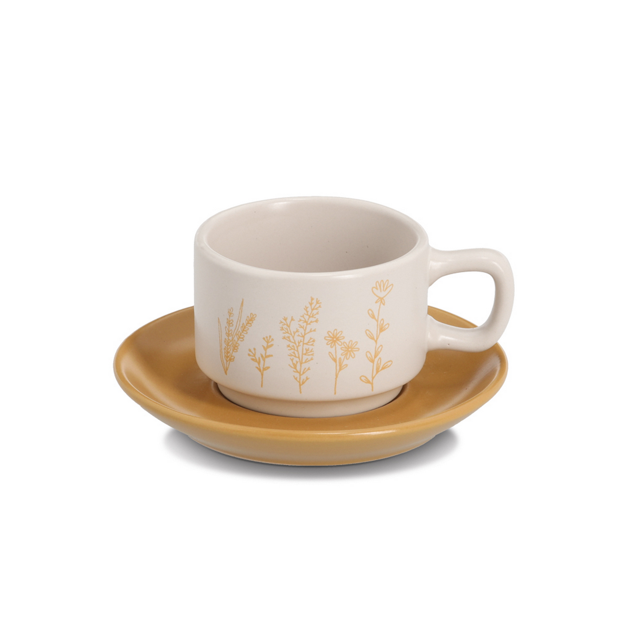 Espresso-Set 'Flowers' Steingut 8-teilig 1,1 x 4,6 x 1,1 cm