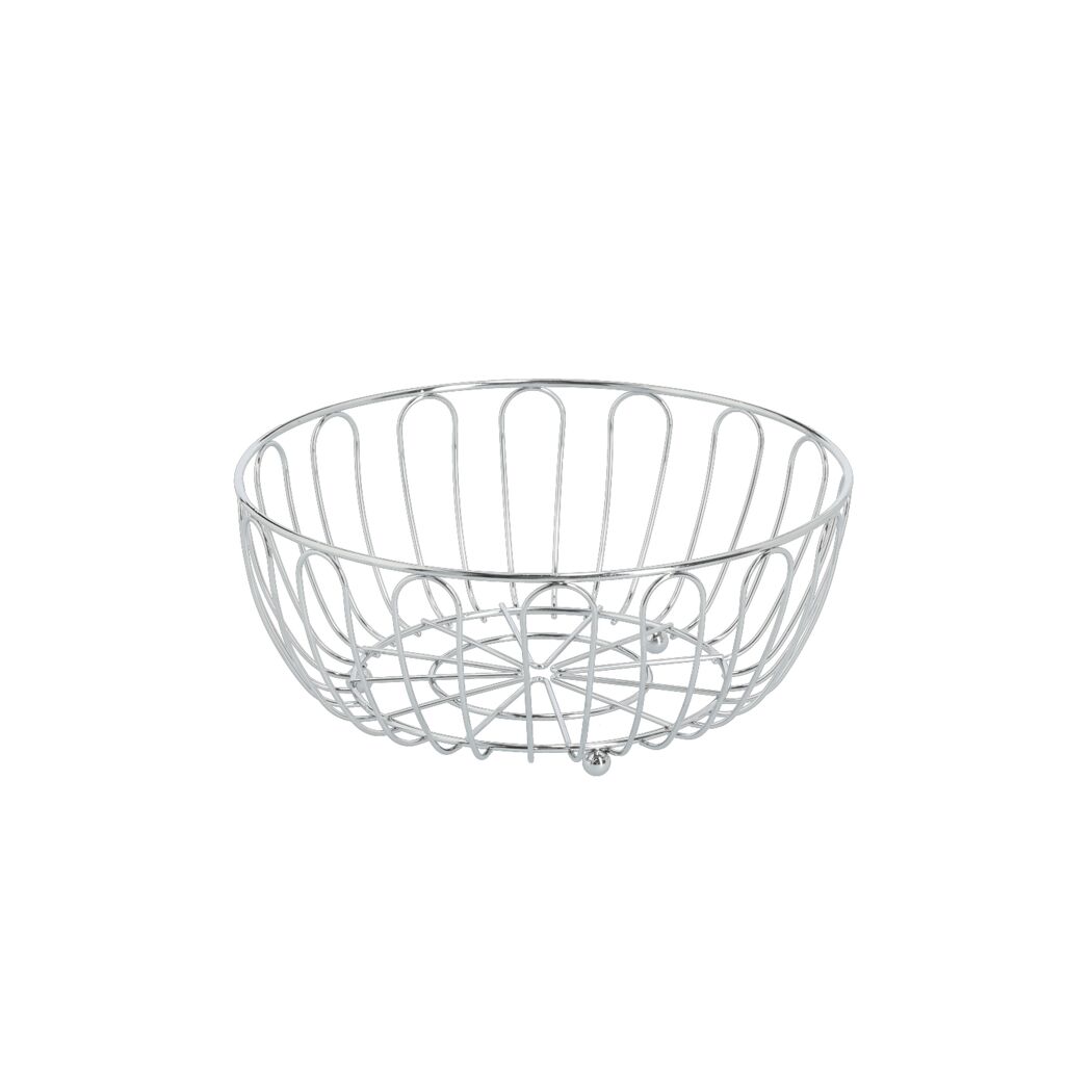 Obstkorb Metall verchromt 28,5 x 12 x 28,5 cm