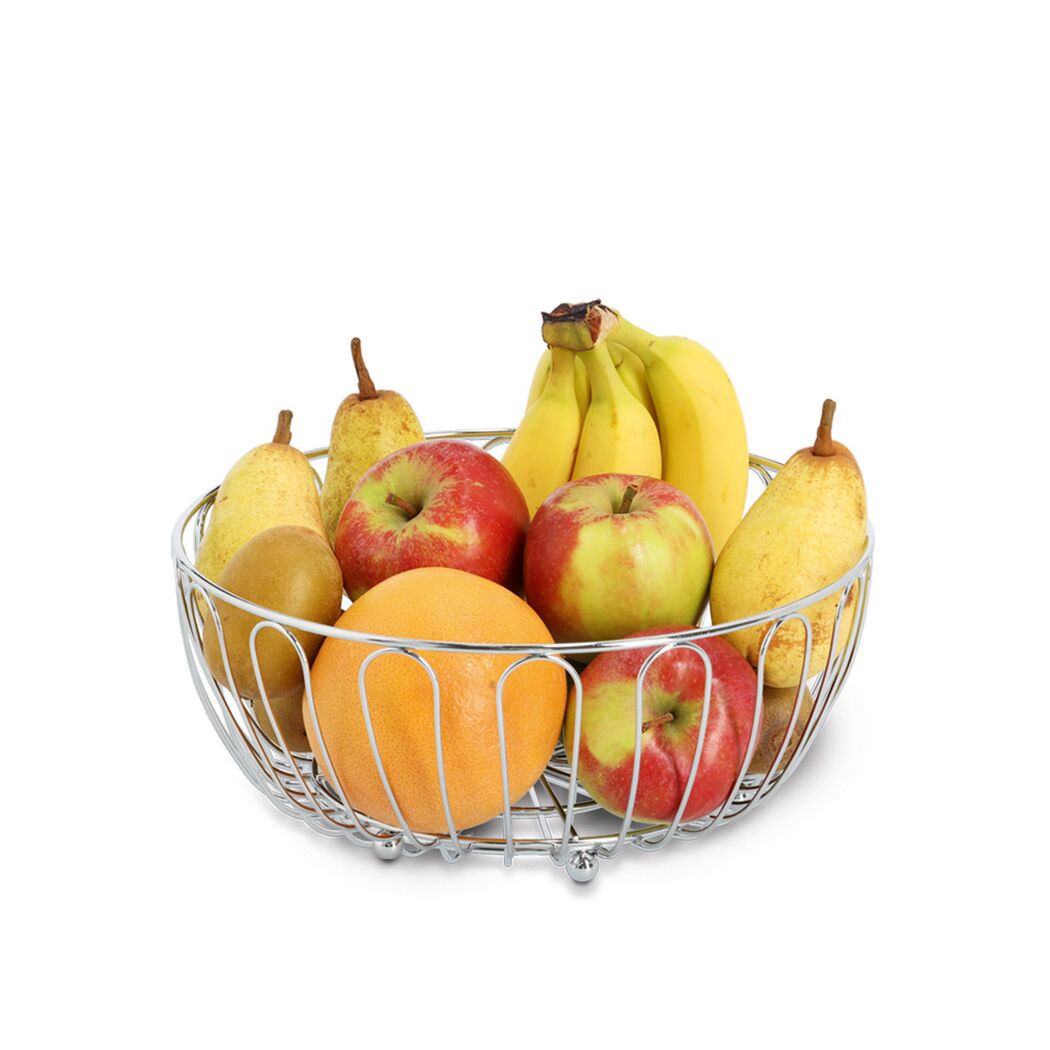 Obstkorb Metall verchromt 28,5 x 12 x 28,5 cm