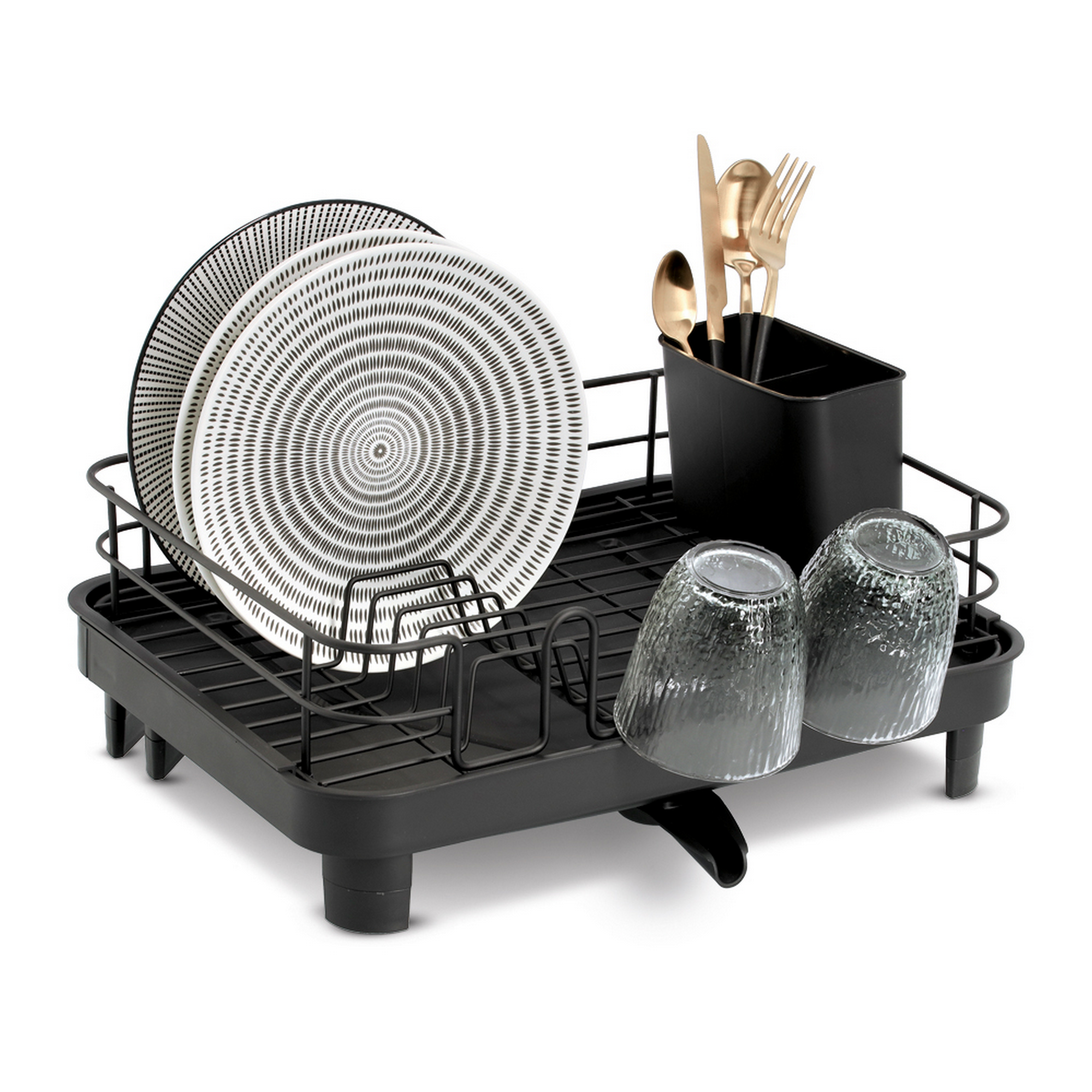 Geschirrabtropfständer Kunststoff/Metall schwarz 41 x 20 x 32 cm