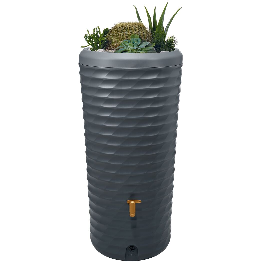 Regentonne 2in1 'Jolie' graphite grey 230 l inklusive Pflanzschale