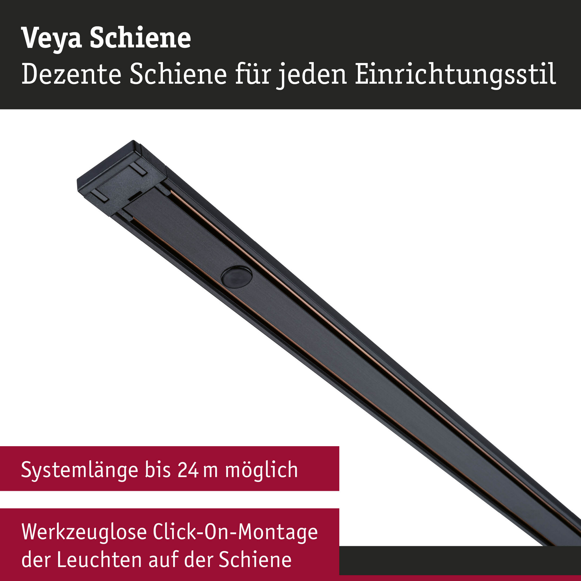 Schiene 'Veya' schwarz 1 m