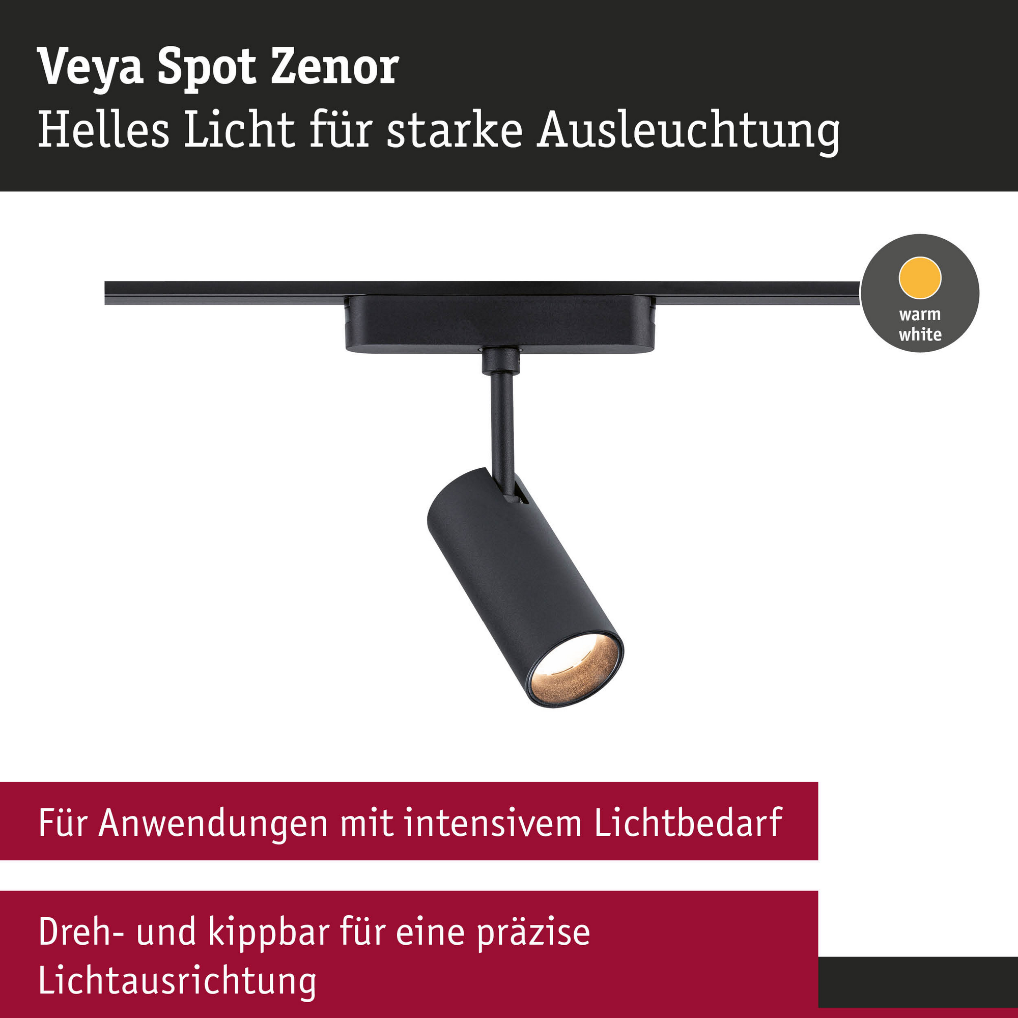 Smart-LED-Spotleuchte 'Veya Zenor' mattschwarz 3000 K 7,5 W 850 lm