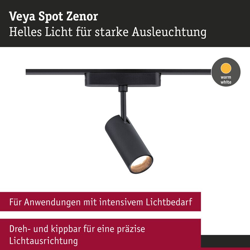 LED-Spotleuchte 'Veya Zenor' mattschwarz 3000 K 7,5 W 850 lm