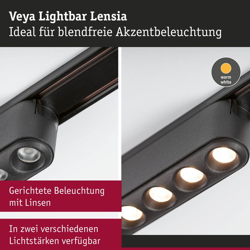 LED-Lightbar 'Veya Lensia' mattschwarz 3000 K 11,5 W 800 lm