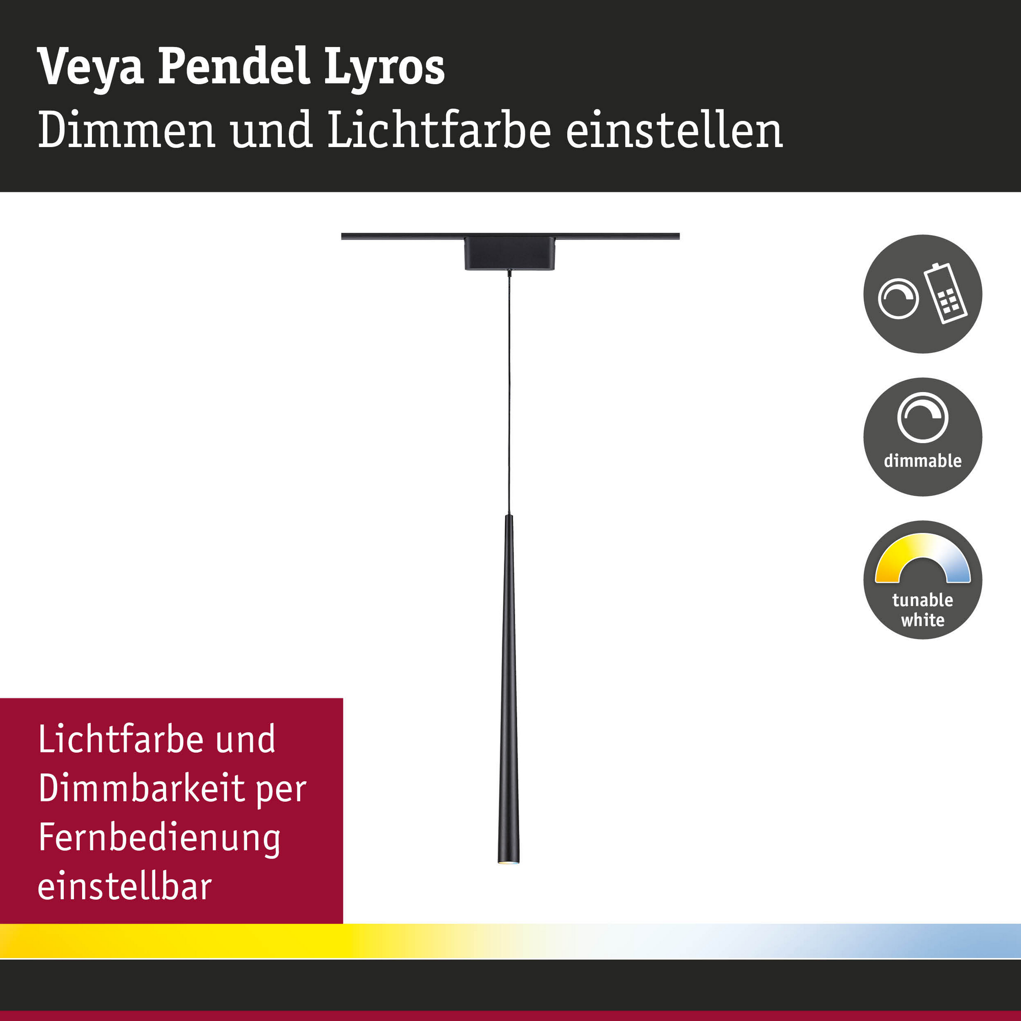Smart-LED-Pendelleuchte 'Veya Lyren' mattschwarz 2700 K 5,2 W 350 lm