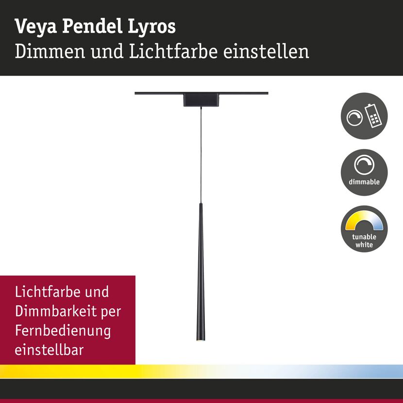 LED-Pendelleuchte 'Veya Lyren' mattschwarz 2700 K 5,2 W 350 lm