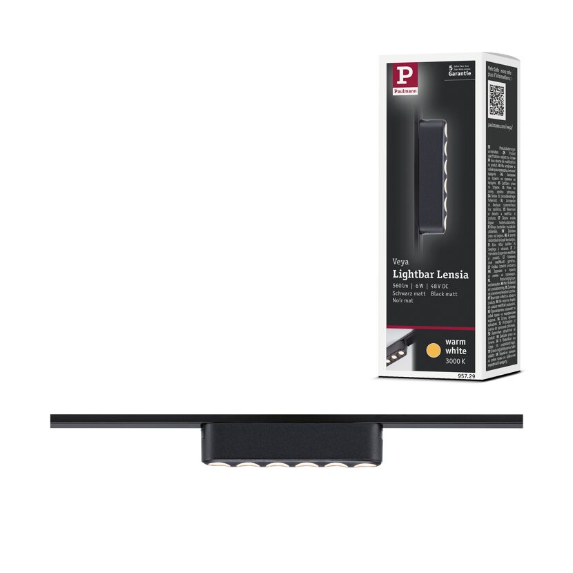 LED-Lightbar 'Veya Lensia' mattschwarz 3000 K 6 W 400 lm