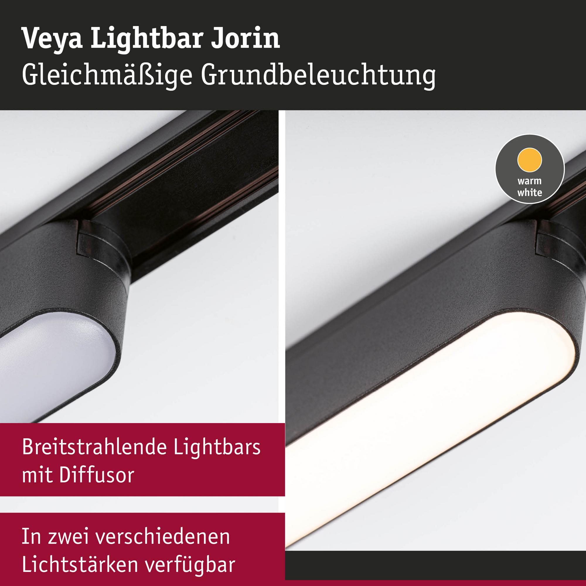 Smart-LED-Lightbar 'Veya Jorin' mattschwarz 3000 K 5 W 300 lm