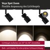 Drei Veya Zoom LED-Spots mit einstellbarem Lichtkegel.