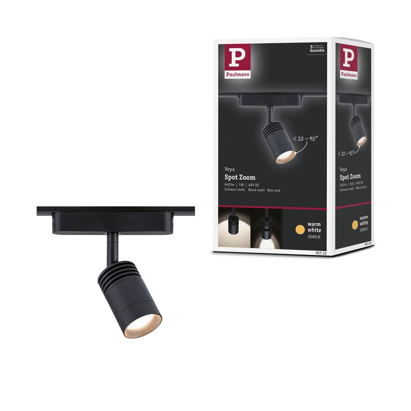 LED-Spotleuchte 'Veya Zoom' mattschwarz 3000 K 5 W 580 lm