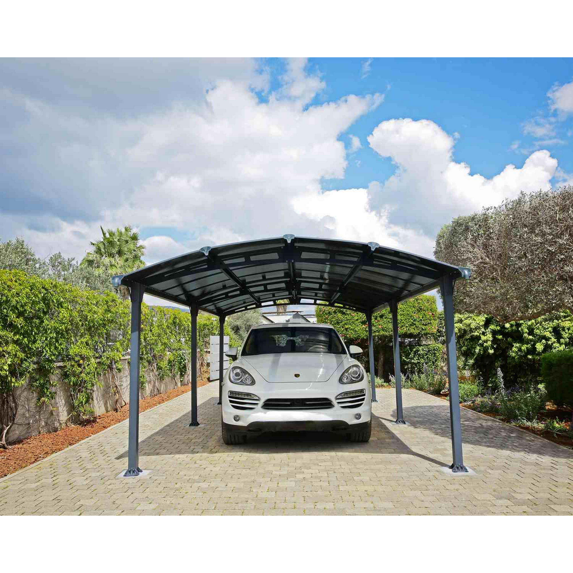 Einzelcarport 'Arcadia' anthrazit 359 x 649 cm Polycarbonat grau