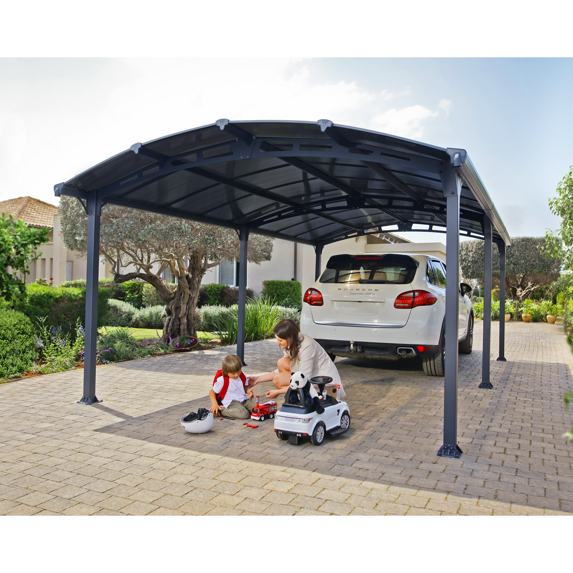 Einzelcarport 'Arcadia' anthrazit 359 x 649 cm Polycarbonat grau