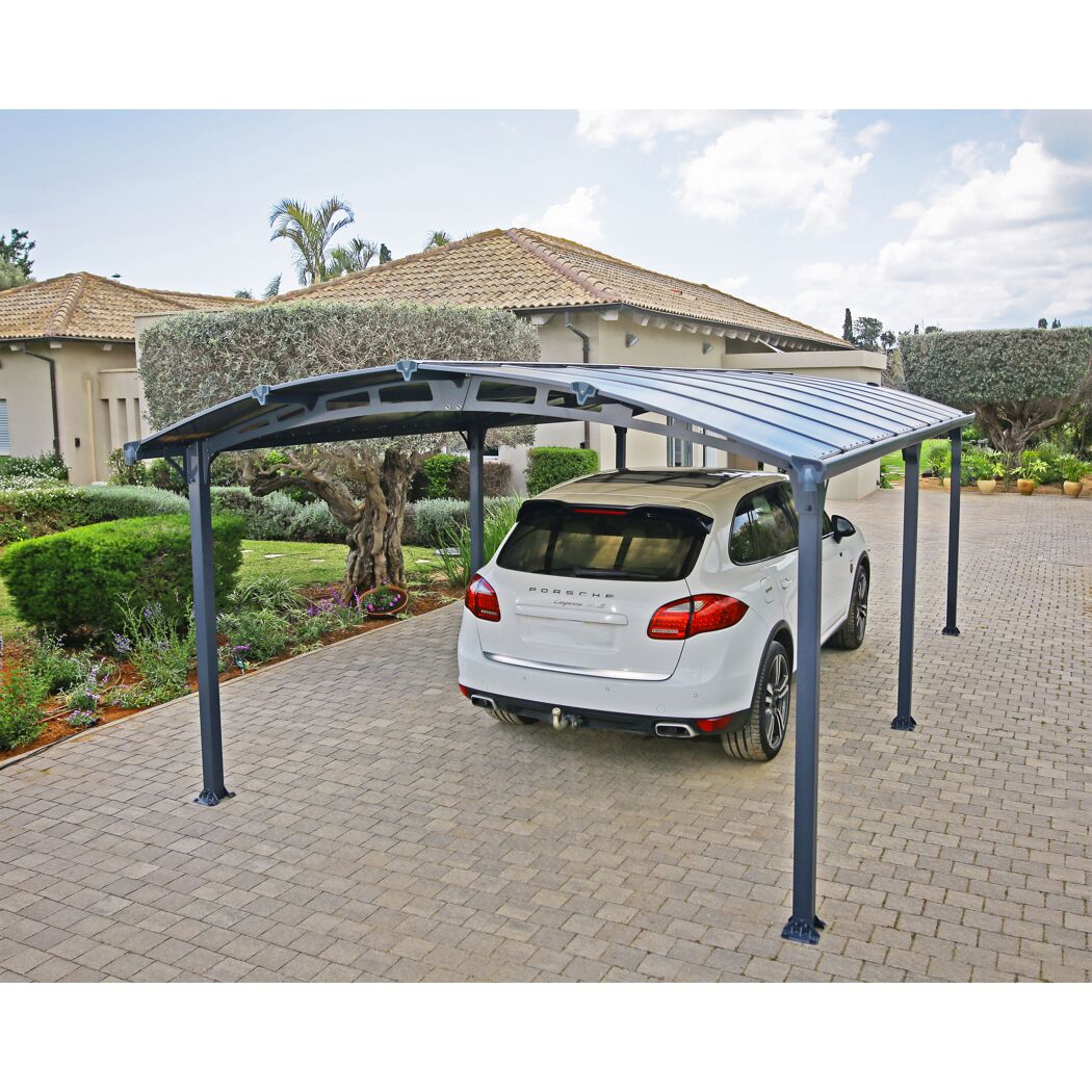 Einzelcarport 'Arcadia' anthrazit 359 x 649 cm Polycarbonat grau