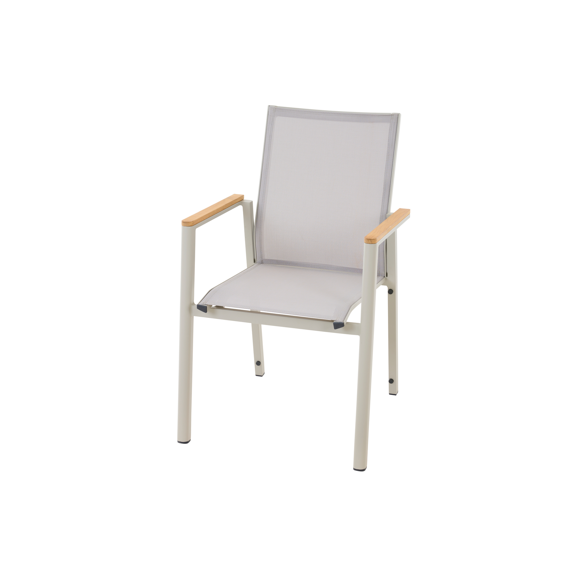 Stapelsessel 'Bologna' matt seidengrau Ranotex® taupe-grey + Teakarmlehne 57 x 65 x 65 cm