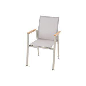 Stapelsessel 'Bologna' matt seidengrau Ranotex® taupe-grey + Teakarmlehne 57 x 65 x 65 cm
