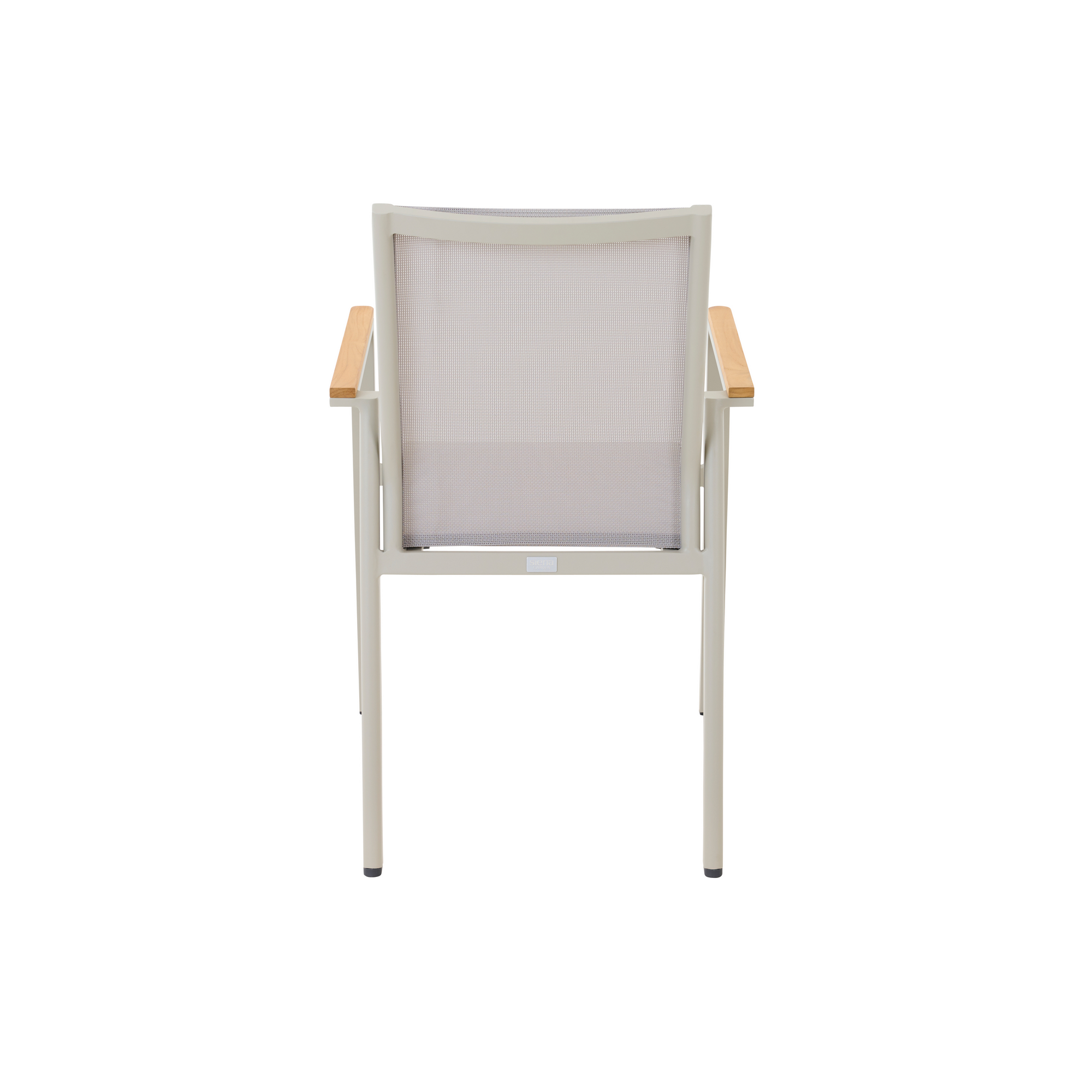 Stapelsessel 'Bologna' matt seidengrau Ranotex® taupe-grey + Teakarmlehne 57 x 65 x 65 cm