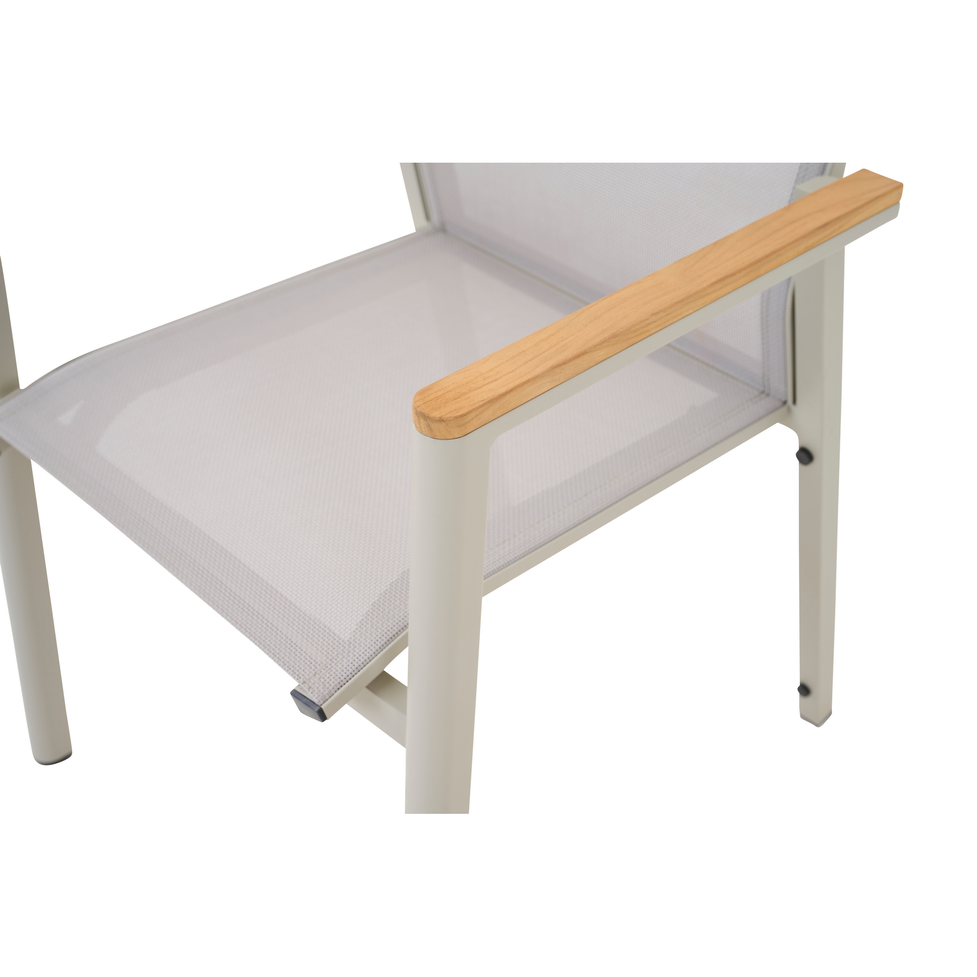 Stapelsessel 'Bologna' matt seidengrau Ranotex® taupe-grey + Teakarmlehne 57 x 65 x 65 cm