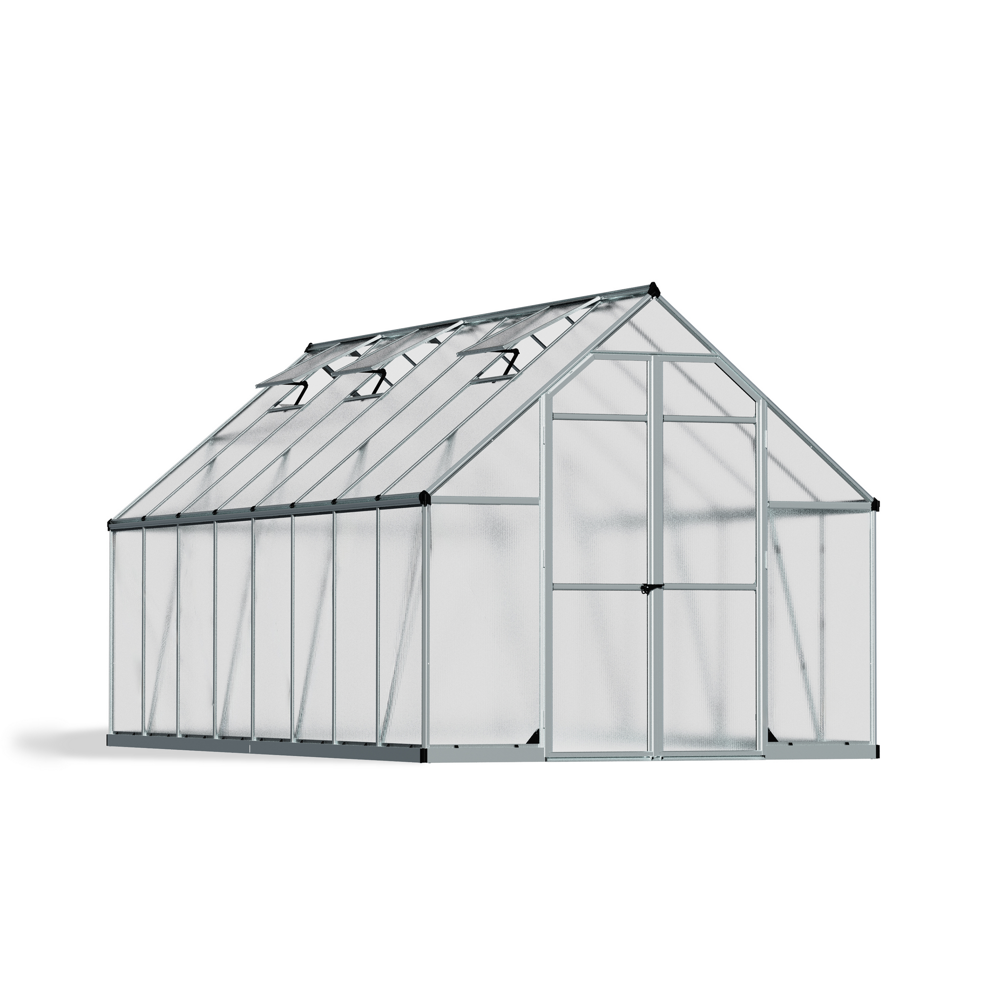 Gewächshaus 'Essence' 244 x 487 cm mit 4 mm Hohlkammerplatten silbern