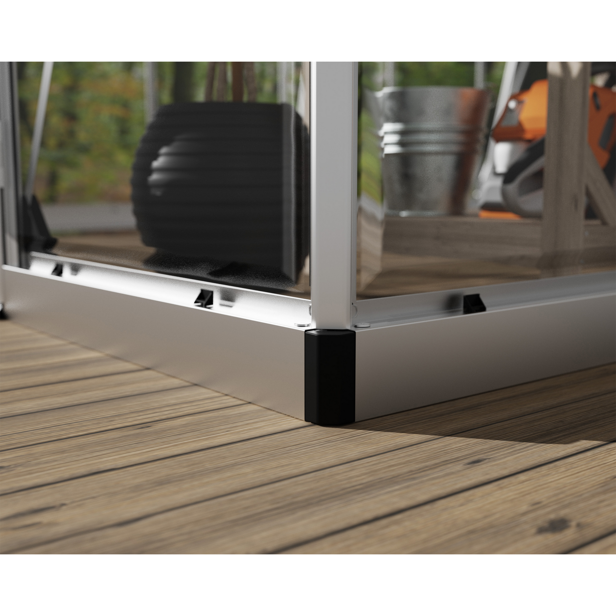 Gewächshaus 'Balance' 244 x 607 cm mit 4 mm Hohlkammerplatten silbern