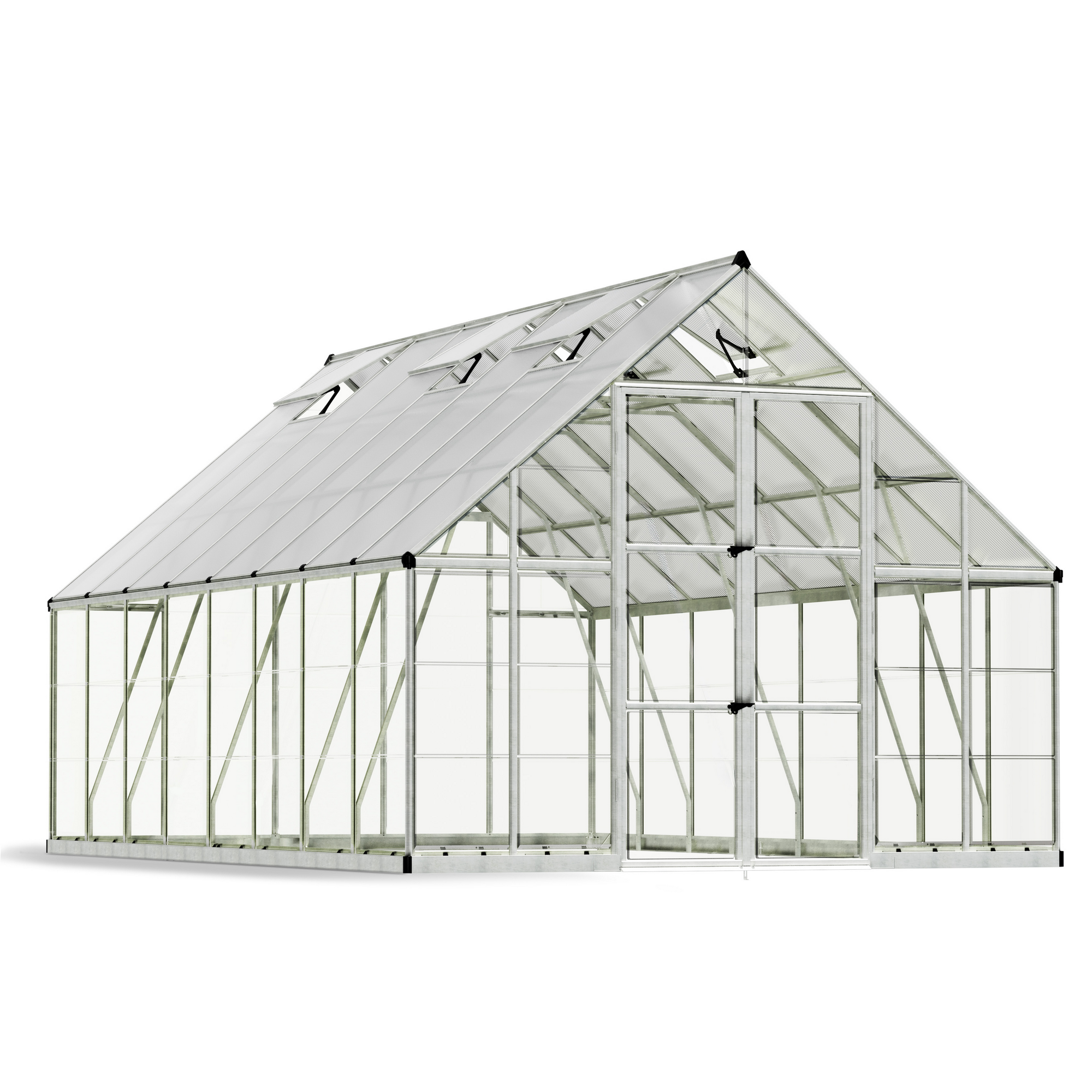 Gewächshaus 'Balance' 304 x 484 cm mit 4 mm Hohlkammerplatten silbern