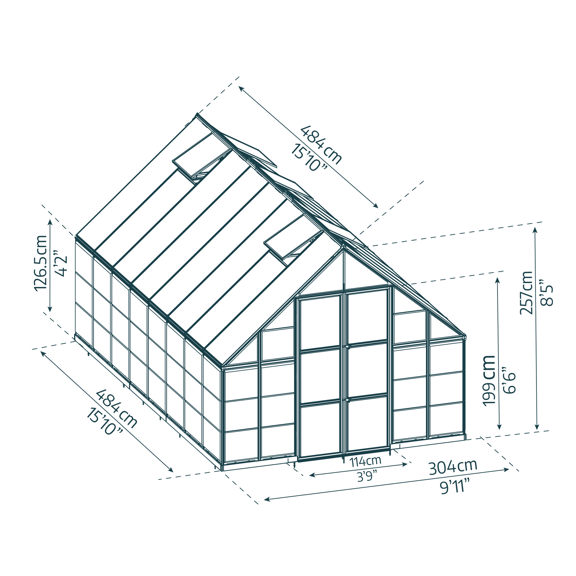 Gewächshaus 'Balance' 304 x 484 cm mit 4 mm Hohlkammerplatten silbern