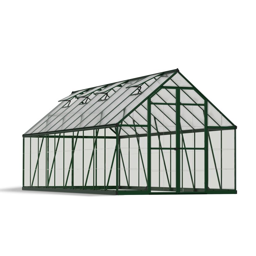Gewächshaus 'Balance' 244 x 607 cm mit 4 mm Hohlkammerplatten grün