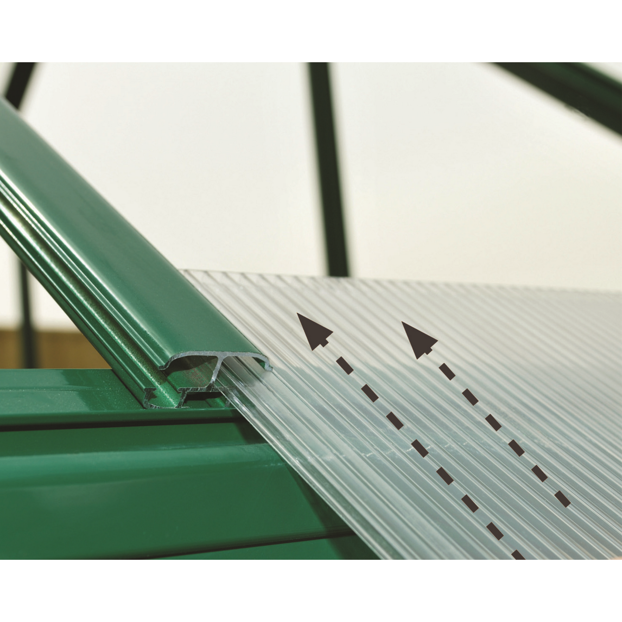 Gewächshaus 'Balance' 244 x 607 cm mit 4 mm Hohlkammerplatten grün