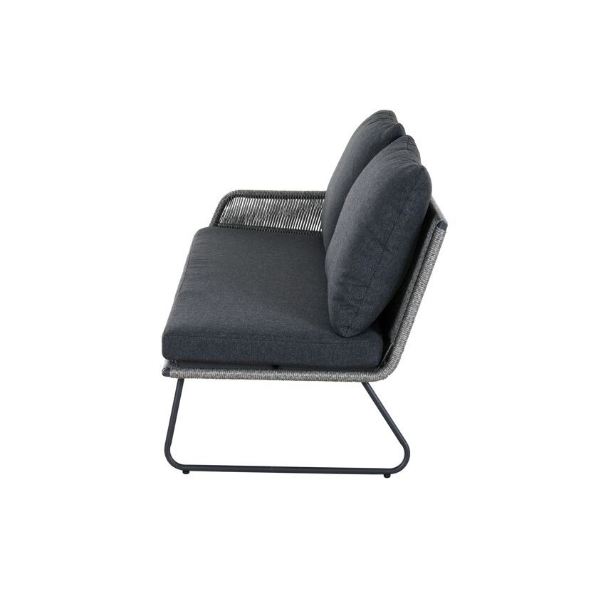 Loungebank 'Kansas' Armlehne rechts matt anthrazit/grau 127 x 75 x 75 cm