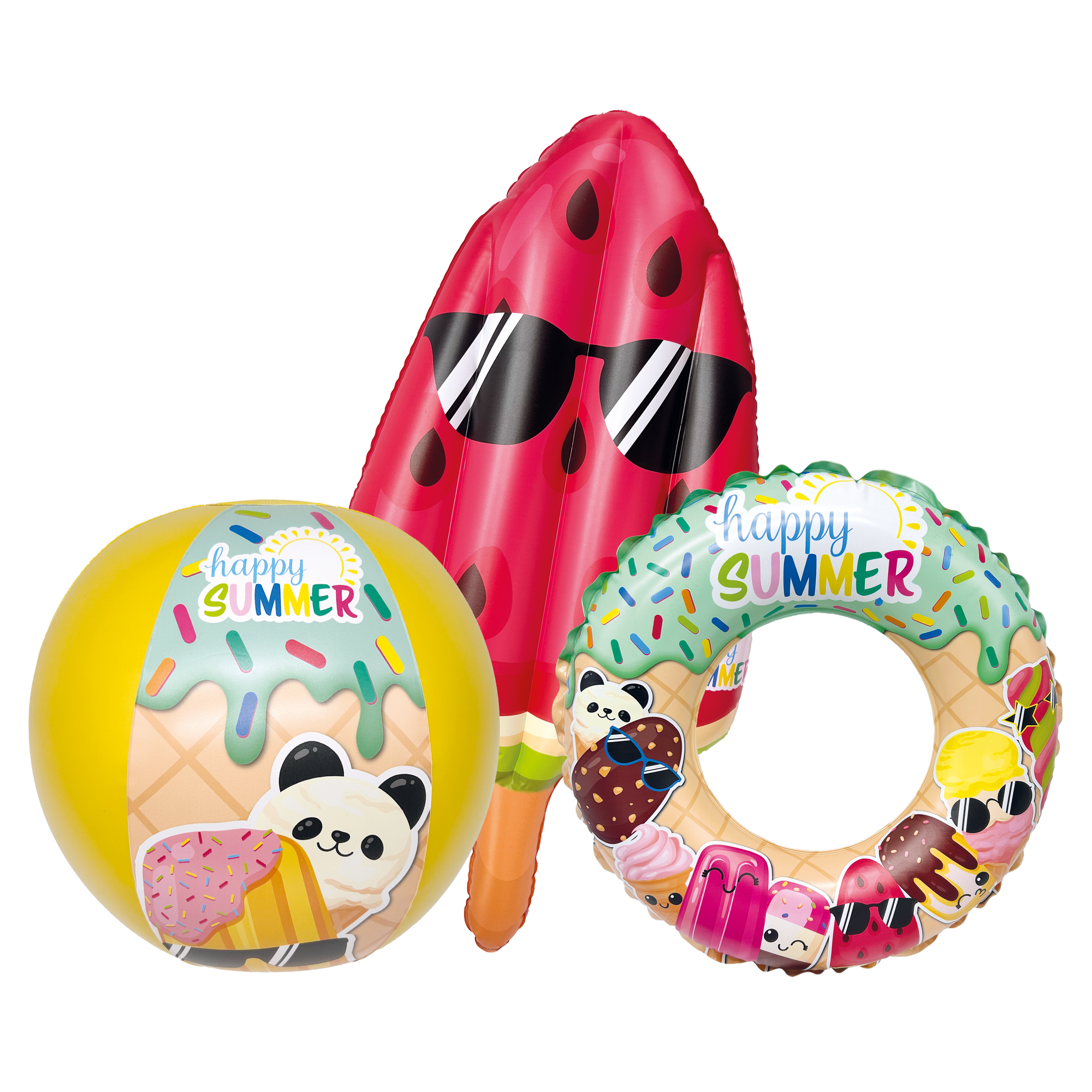 Strand-Set 'Happy Summer' Ball, Ring und Matratze mehrfarbig 3-teilig