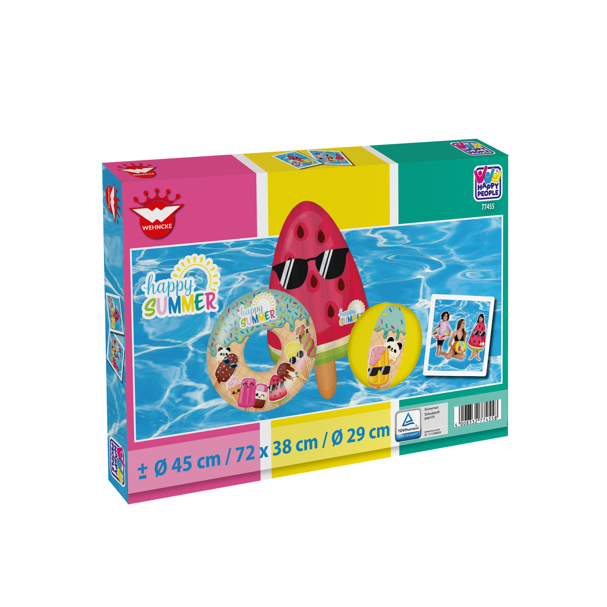 Strand-Set 'Happy Summer' Ball, Ring und Matratze mehrfarbig 3-teilig