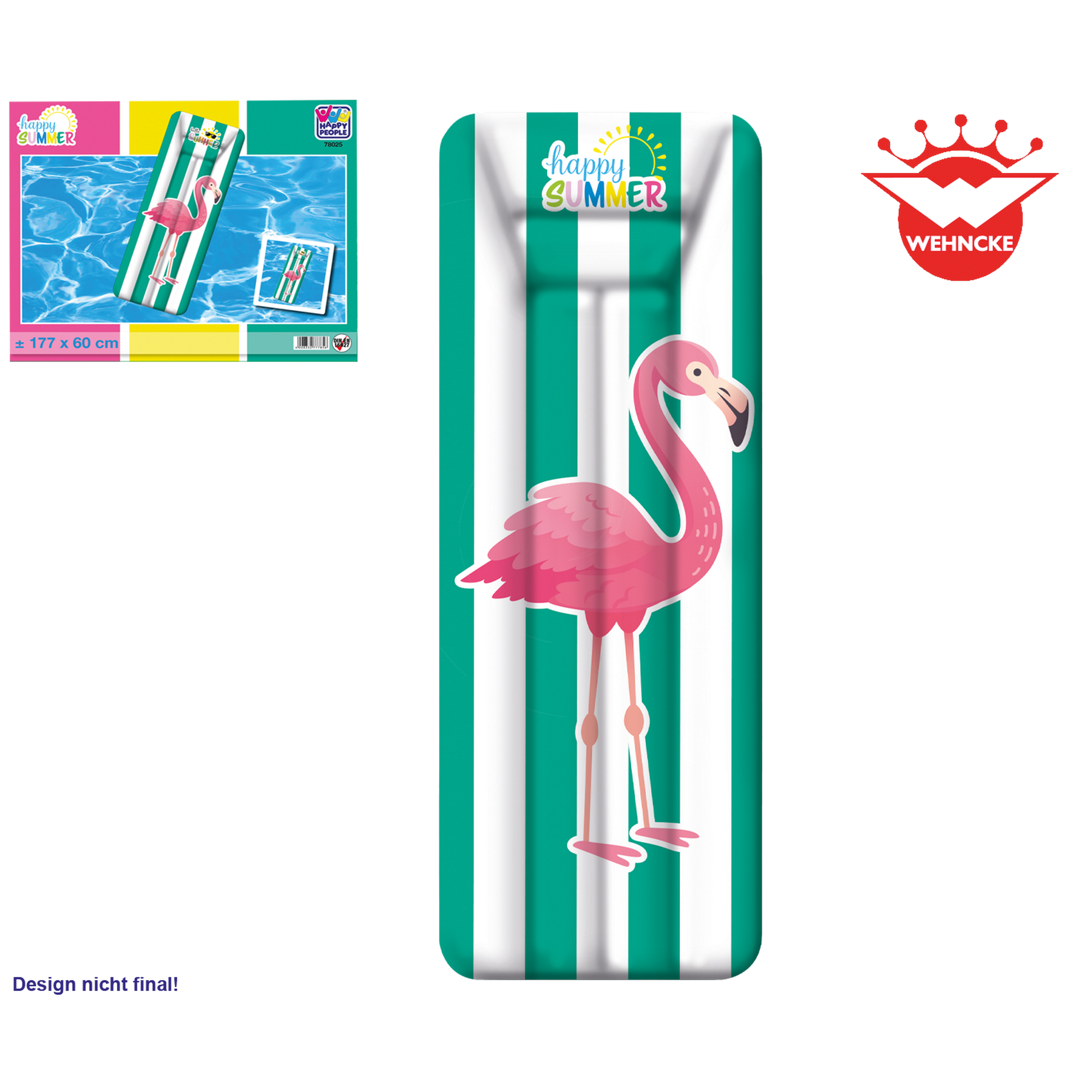 Luftmatratze 'Happy Summer' mehrfarbig 59 x 18 x 174 cm