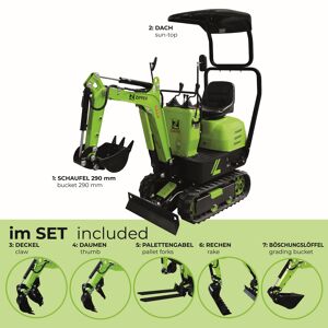 Minibagger-Set 'ZI-MBGS600' mit Sonnendach 6,3 kW