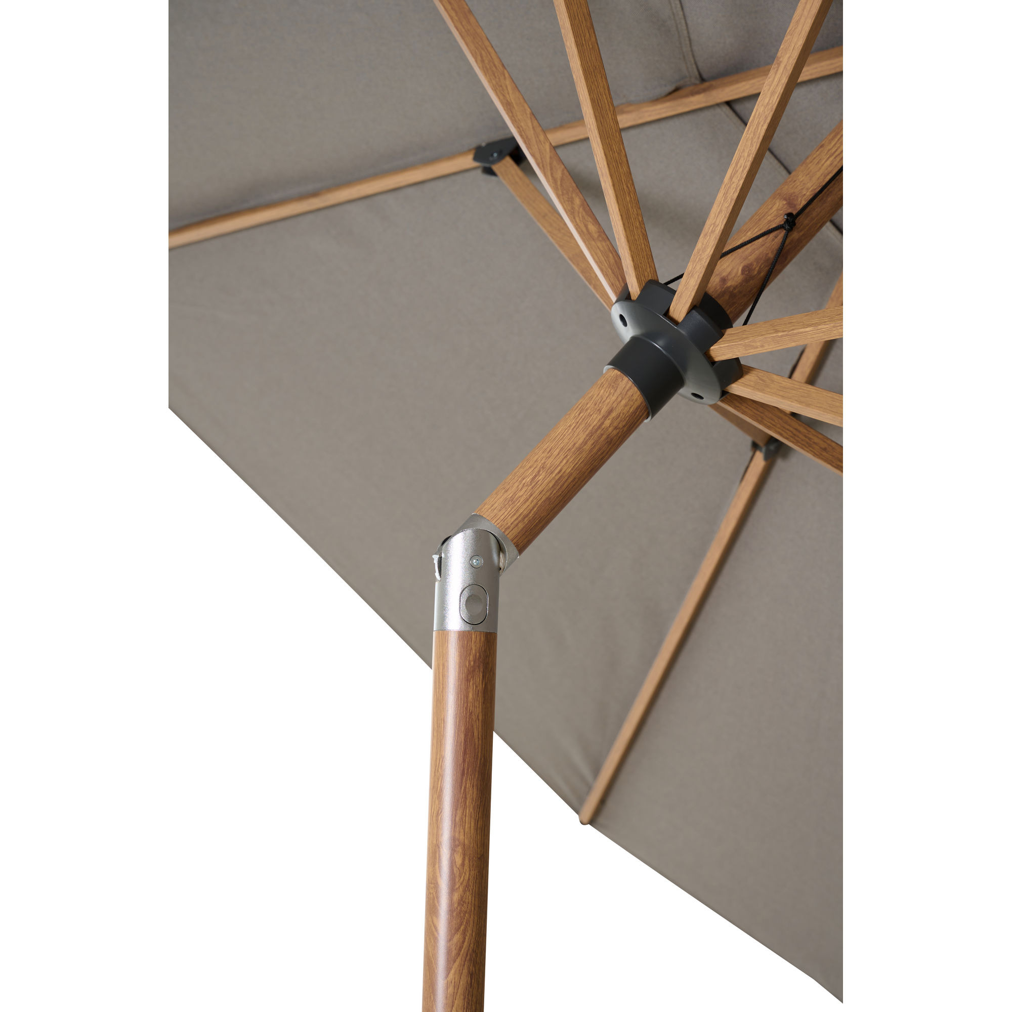 Sonnenschirm 'Pino' wood/taupe-meliert Ø 300 cm, mit Kurbel