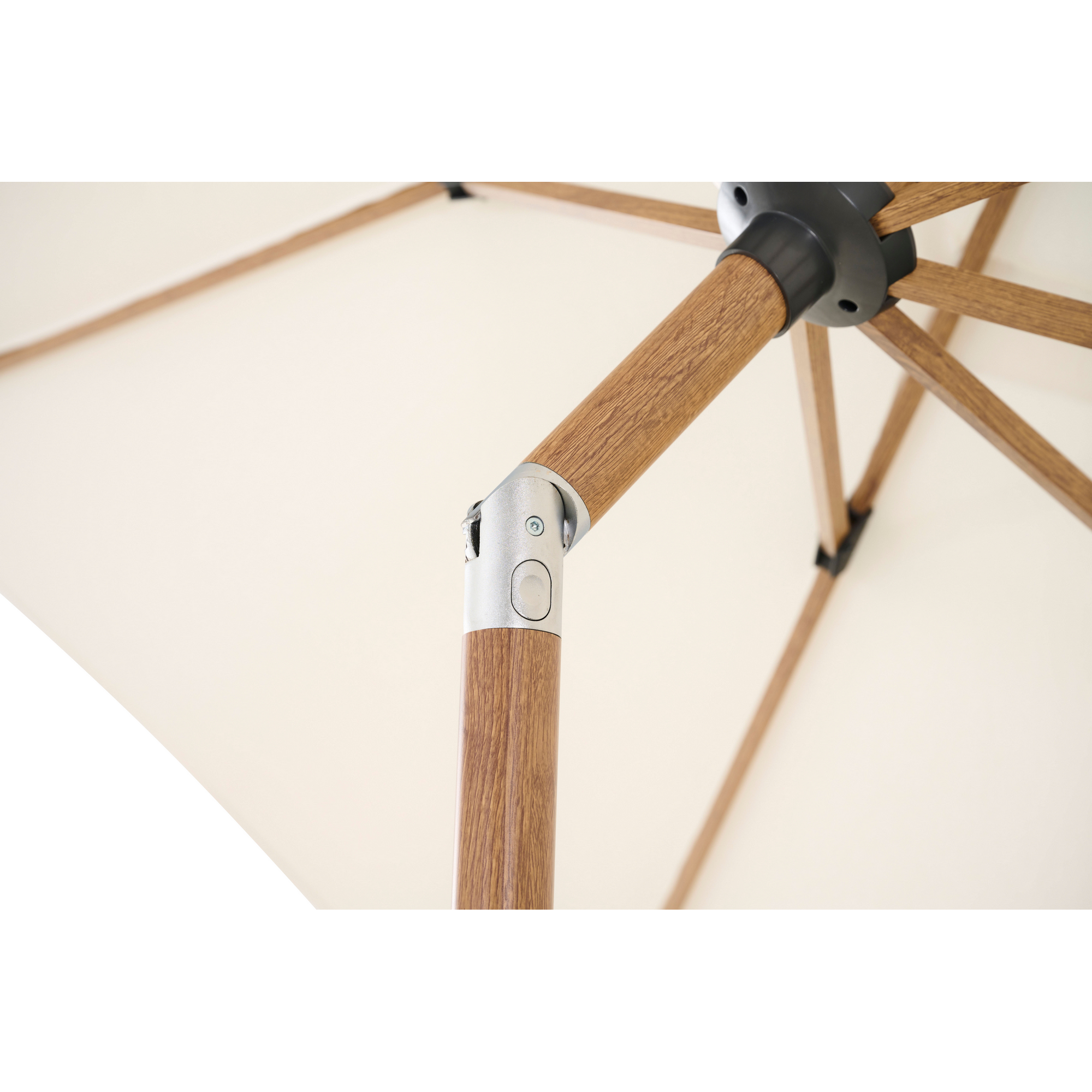 Sonnenschirm 'Pino' wood/natur-meliert Ø 300 cm, mit Kurbel