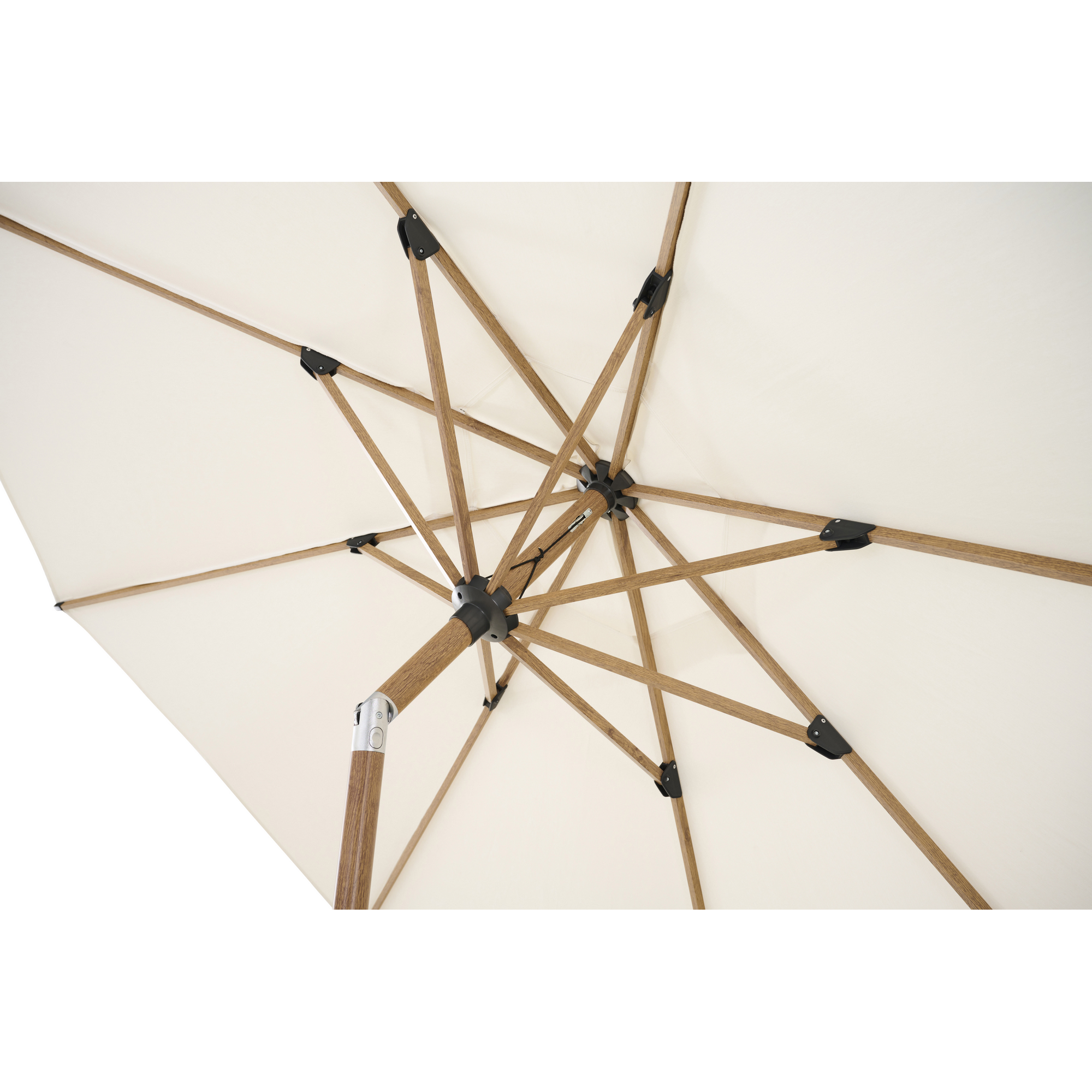 Sonnenschirm 'Pino' wood/natur-meliert Ø 300 cm, mit Kurbel