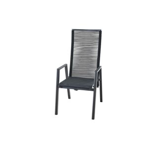 Move Sessel 'Bologna' anthrazit Rope schwarz + Teakarmlehne 56,5 x 77 x 77 cm