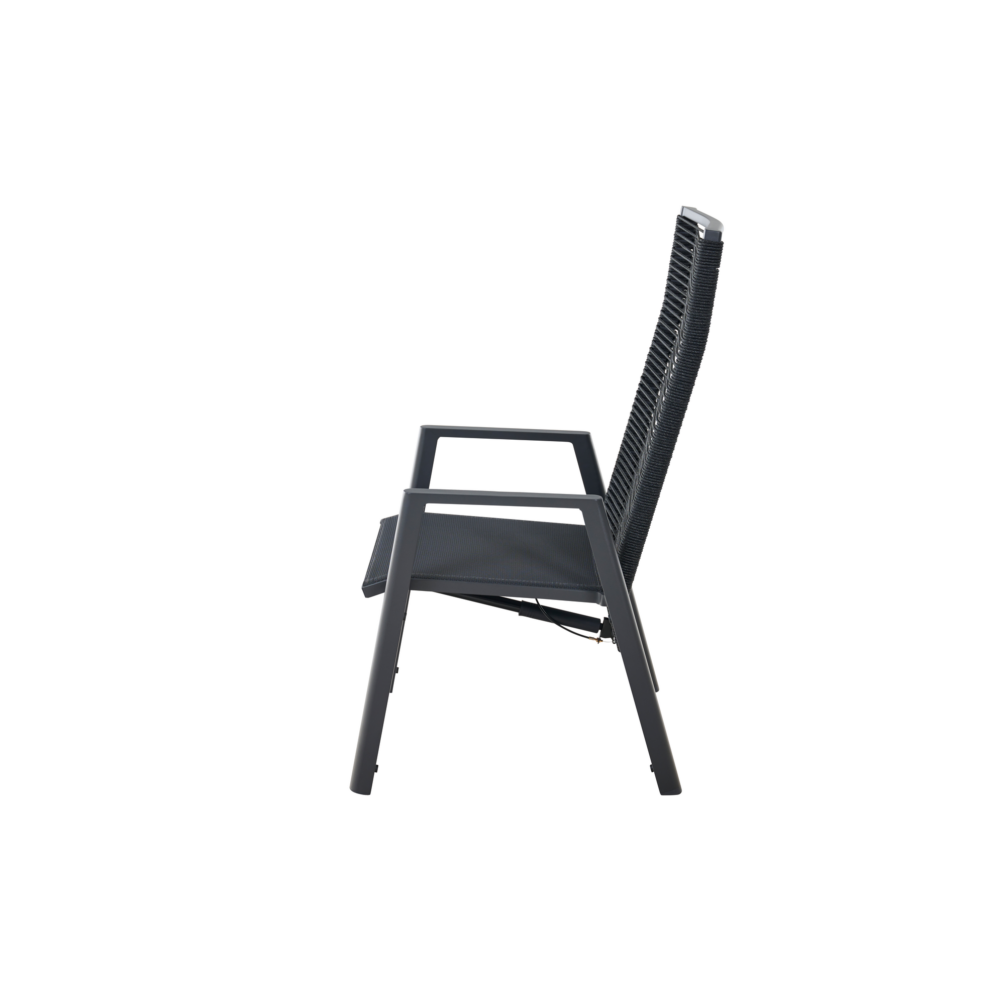 Move Sessel 'Bologna' anthrazit Rope schwarz + Teakarmlehne 56,5 x 77 x 77 cm