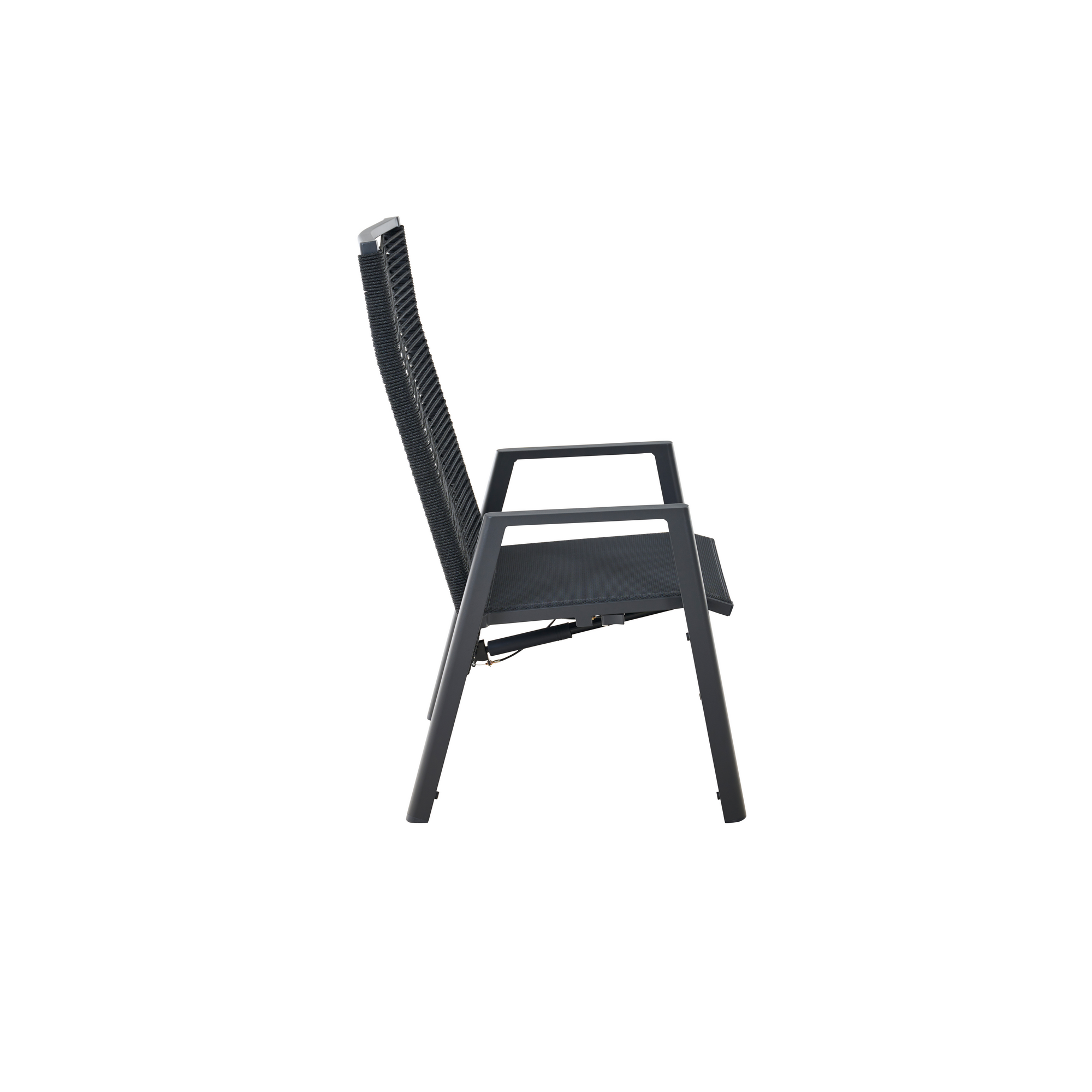 Move Sessel 'Bologna' anthrazit Rope schwarz + Teakarmlehne 56,5 x 77 x 77 cm