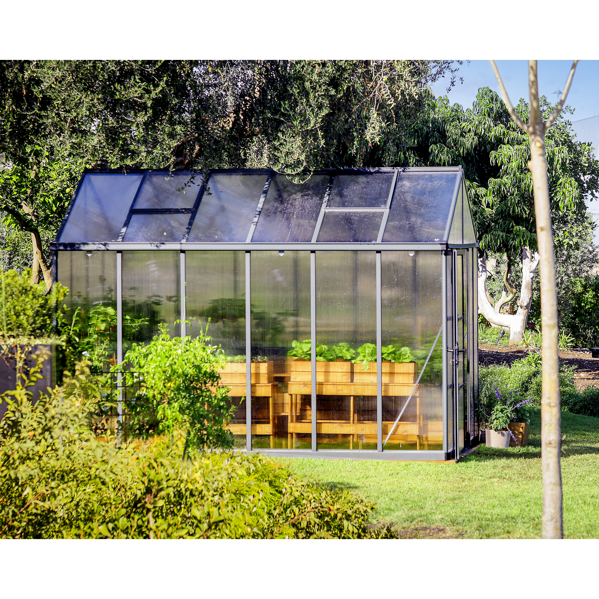 Gewächshaus 'Glory' 253 x 364 cm mit 10 mm Hohlkammerplatten grau