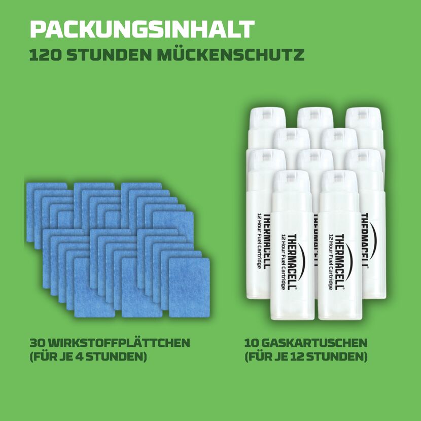 Thermacell Mückenabwehr Nachfüllpackung mit Plättchen und Gaskartuschen.